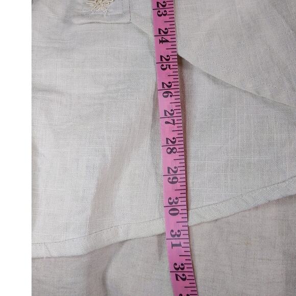 Cream Linen Tunic Top Lace Trim 3/4 Sleeve Boho Romantic Embroidered Detail - Picture 6 of 6